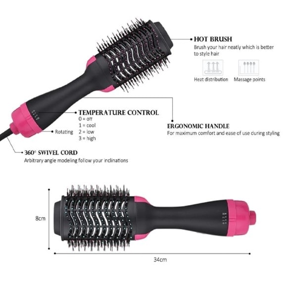 2 en 1: cepillo secador y voluminizador de cabello STYLOOM